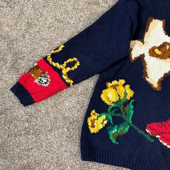 VTG The Eagle's Eye Hand Knit Cardigan Sweater Small Oversized Texas Longhorn - Picture 6 of 16